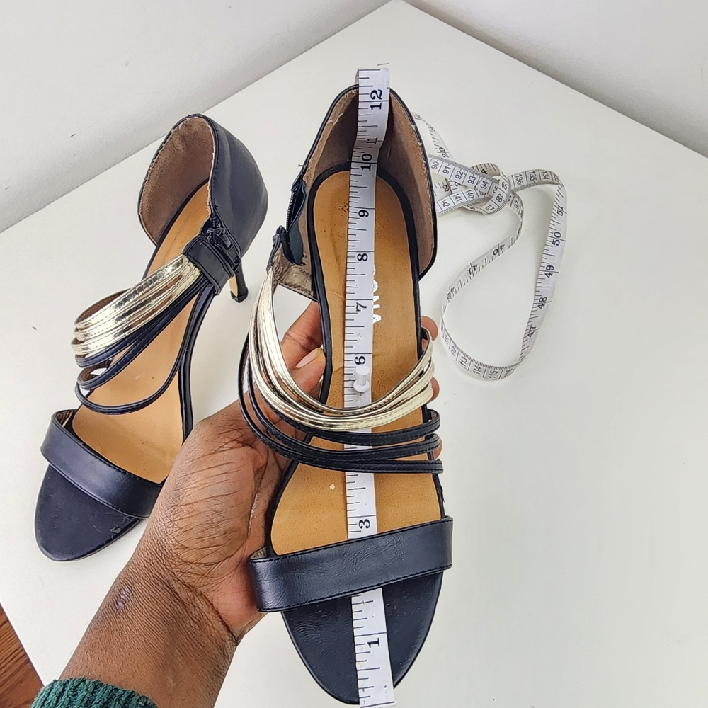 Verona Women Black and Gold Strappy Heels Size 38/8 - Picture 12 of 14